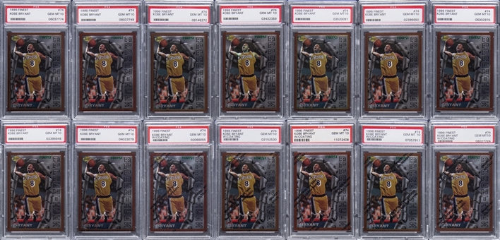 1996-97 Finest #74 Kobe Bryant PSA-Graded Rookie Cards Collection (28) Including (14) PSA GEM MT 10!